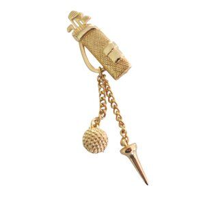 vtg 70s PAQUETTE Golf Bag pin brooch